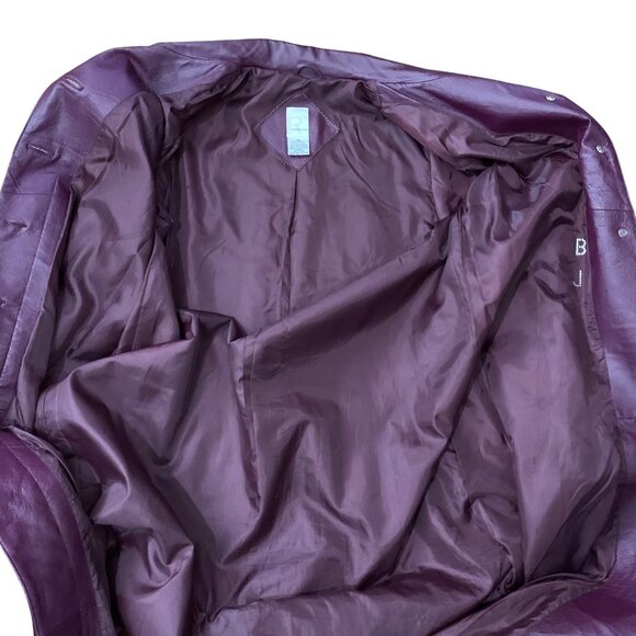 Vintage ROAMANS 80s Purple/Burgundy Leather Trench Coat Womens Size 14W - Picture 5 of 10